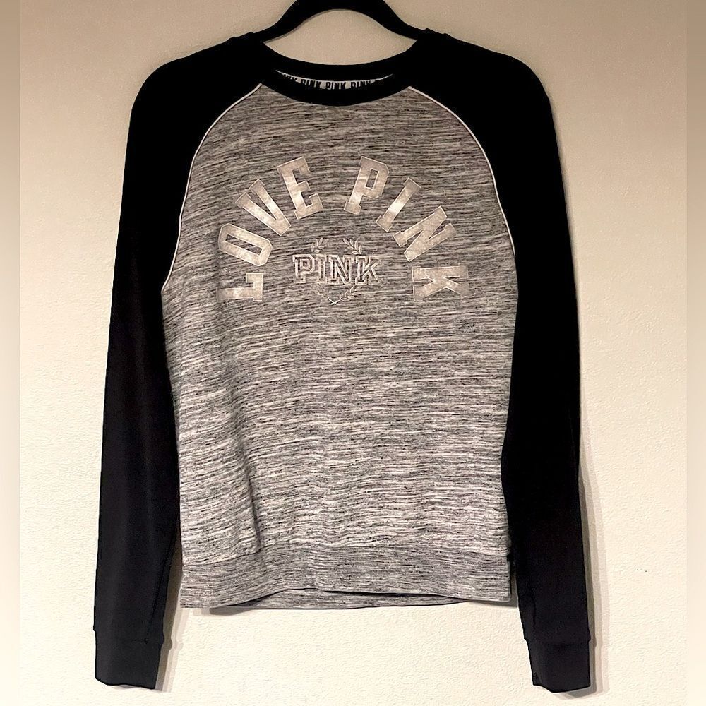Victoria’s Secret PINK, Black & Gray, Long Sleeve, Sweatshirt. Size Small.